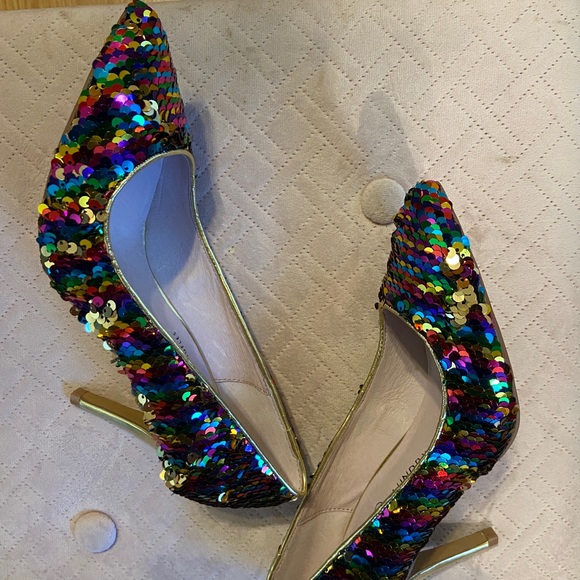 Chinese Laundry leather heels with sparkly flippable sequins - size 6 - … - Picture 4 of 16